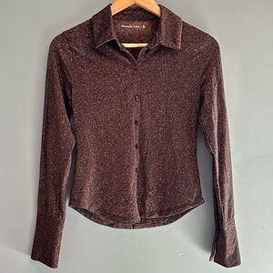 Abercrombie & Fitch Brown & Gold Long Sleeve Button Down Shirt
